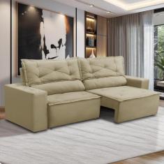Sofá Retrátil e Reclinável 3 lugares com Molas 2,00m Laura Suede Bege 