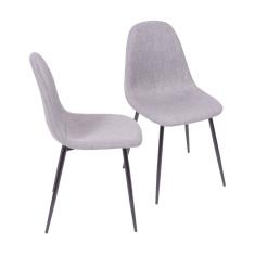 Kit 2 Cadeiras Em Linho Base Madeira Charla Or Design Cinza