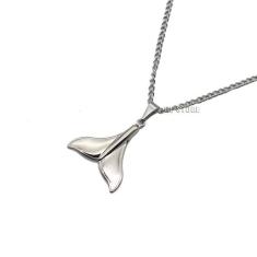 Colar Gargantilha  infantil corrente Aço Prateado Rabo De Baleia serei