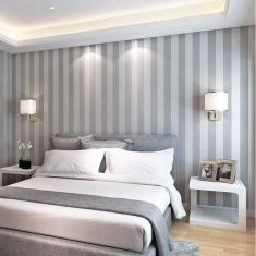 Papel de Parede Adesivo Listras Cinza e Branco Vertical