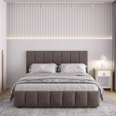 Cama com Cabeceira Casal Estofada Uvaia CabeCasa MadeiraMadeira Cappuccino