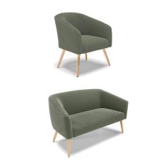 Sofá Namoradeira e Poltrona Pé Palito Natural Stella Bouclê Menta D03 - D`Rossi