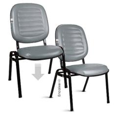 02 Cadeiras Empilhável para Igrejas Evangélicas Linha Holy Cinza