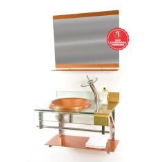 Gabinete de Vidro 70cm para banheiro Turquia - EKASA, Dourado Real