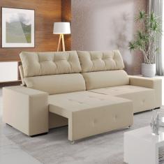 Sofá Retrátil e Reclinável 4 Lugares 230cm Salvador Viero Bege