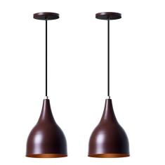 Kit 2 Lustres Pendente Gota Marrom Alumínio Decorações