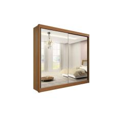 Guarda Roupa 2 Portas de Correr Com Espelho 100% MDF Las Vegas D Doro Móveis - Cinamomo