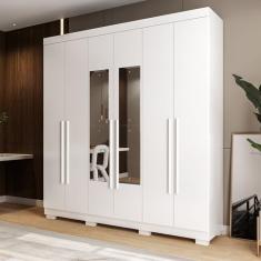 Guarda-Roupa Casal 6 Portas com Espelho Willow Espresso Móveis Branco
