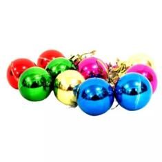 KIT 12 Bolas de Natal Coloridas Decoração Enfeite Natalino Bolinhas de