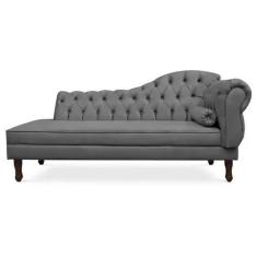 Recamier Divã Sofá 140 cm Lado Esquerdo Suede Cinza - Novo Encanto