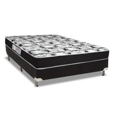 Cama Box Casal: Colchão Espuma D45 Luckspuma Gran Luck Black Pró Saúde + Base Black(138X188)