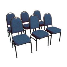 Kit com 6 Cadeiras para Auditórios Linha Hotel Azul
