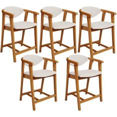 Kit 05 Banquetas Baixa Cozinha Sala de Jantar Bancada Cecília L02 Linh