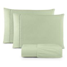 Jogo Lençol Solteiro 3 Pç 100% Algodão 150 Fios Ponto Palito Percal Ve