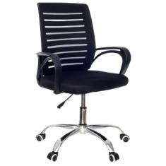 Cadeira De Escritório Secretária Fortt Braga Csf04-p Preta,Com Base Cromada Com Rodinha