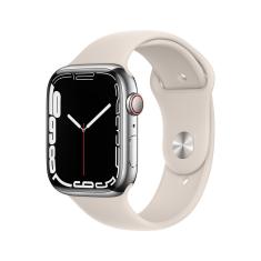 Apple Watch Series 7 GPS + Cellular 45mm Caixa Prateada de Aço Inoxidável Pulseira Esportiva Estelar