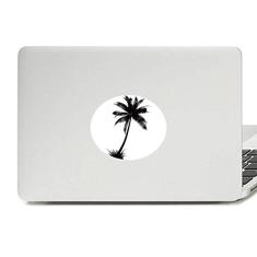 Adesivo de notebook com emblema de vinil preto de praia de coqueiro
