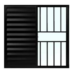 Janela de Alumínio Preto Veneziana de Correr 3 Folhas Com Grade CMC Mo