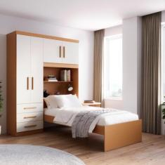 Guarda-roupa Solteiro com Cama Solteiro 4 Portas 3 Gavetas Advantage -