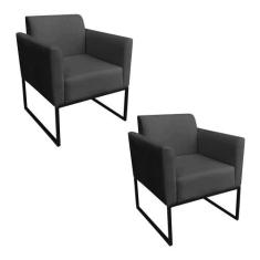 Kit 02 Poltronas Marisa Suede Base Industrial Metálica - DROSSI