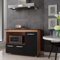 Balcão Para Cooktop 5 Bocas Com 3 Portas Ana Savana/preto - Moblis