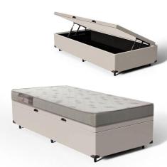 Cama Box Baú com Colchão De Espuma Ortobom Light Liso Solteiro 88cm, B
