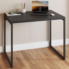 Mesa Escrivaninha Estilo Industrial Aço 90 ônix/Preto - Panorama Móvei