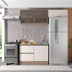 Cozinha Modulada 3 Peças 4 Portas 3 Gavetas com Balcão para Pia Etina carvalho oak/off white