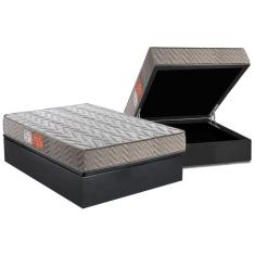 Cama Box Baú Casal: Colchão Espuma D45 Paropas Pasquale + Base CRC Suede Gray(138x188)