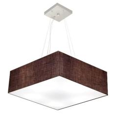 Lustre Pendente Quadrado Md-4032 Cúpula Em Tecido 15/50x50cm