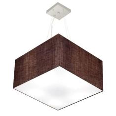 Lustre Pendente Quadrado Md-4077 Cúpula Em Tecido 30/50x50cm