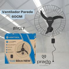 Ventisol Ventilador de Parede Oscilante, 3 Pás Premium, Preto, 60cm, Bivolt