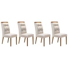Cadeira Sala de Jantar Imperatriz Madeira Kit 4 Un Capuccino - Veludo Creme - Rufato