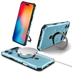 Capa Armour Warrior para iPhone 16 Plus com anel de suporte, capa resistente à prova de choque de grau militar para iPhone 16 Plus com suporte, capa protetora AW-Phone para iPhone 16 Plus