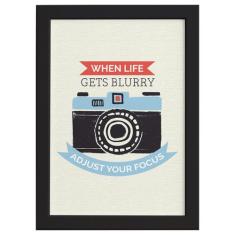 Quadro com Frase Câmera Vintage Moldura Preta 22x32 - Quartinhos