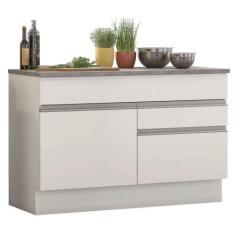 Balcão De Pia Madesa Glamy 120 Cm 1 Porta E 2 Gavetas Branco