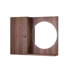 Armário para Banheiro com Espelho Redondo Madeira Escura