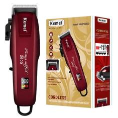 Máquina De Cabelo Profissional Sem Fio Kemei Km-pg2600 Bordô