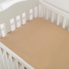 Lençol de Berço 100% Algodão Malha - Miguel Baby, Cáqui