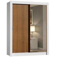 Guarda-Roupa Solteiro Madesa Dallas 2 Portas de Correr com Espelho 2 Gavetas - - Branco/Rustic