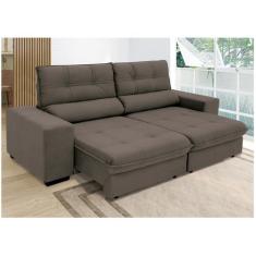 Sofá Retrátil Reclinável 3 Lugares Suede Brunello - Linoforte, Marrom 