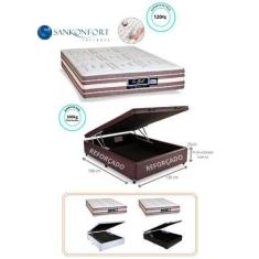 Conjunto Cama Box Baú Casal + Colchão Sankonfort Le Griff Molas Ensaca