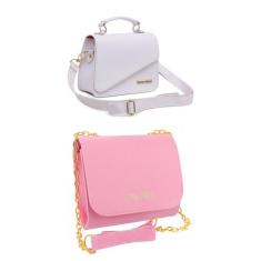 Bolsa feminina kit 2 bolsas alça transversal - ZBOLSAS, Mini, Bg branc