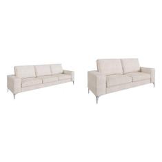 Conjunto de Sofá 3 e 2 Lugares Casa de Pedra Estofados Bege