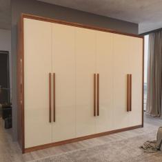 Guarda-Roupa Casal Monza 100%MDF 6 Portas 6 Gav Bom Pastor, Amêndoa/Of