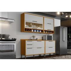 Cozinha Completa Syrah 4 Peças (2 Armários + 2 Balcões) C4p04 Amendoa-off White - Ronipa