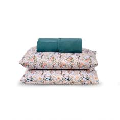 Jogo De Lençol Modern 3 Peças Casal Percal 300 Fios 100% Poliéster - Verde Escuro