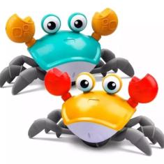 Caranguejo Fujão Brinquedo Interativo que Desvia dos Obstáculos via Sensor Educativo Musical Infantil Divertido Colorido Tummy Time Engatinhar Original LCS Eletrônicos (Cores Sortidas)
