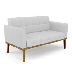 Sofá Namoradeira 2 Lugares Base de Madeira Castanho Elisa Linho D03 - D`Rossi