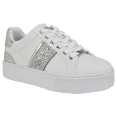Nine West Tênis feminino Gator, Branco/Prata 141, 38